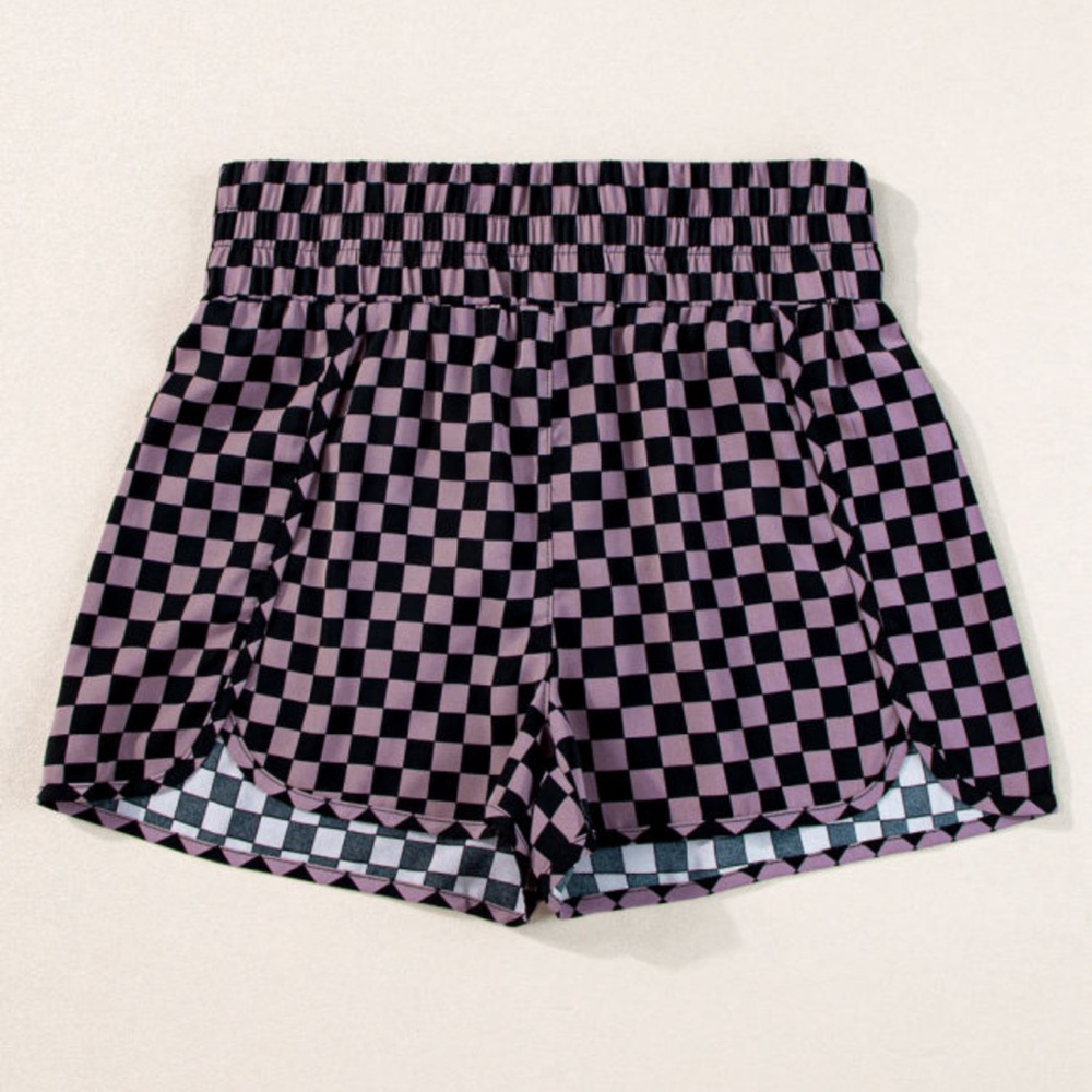 Be Fearless Shorts- Checkered High Waisted Athletic Shorts